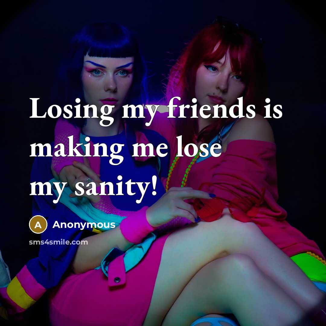 “Losing my friends is making me lose my sanity!…” quote by Anonymous