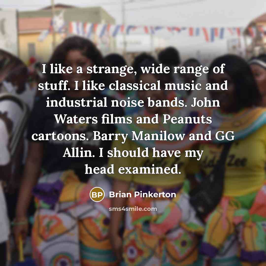 “I like a strange, wide range of stuff. I like…” quote by Brian Pinkerton