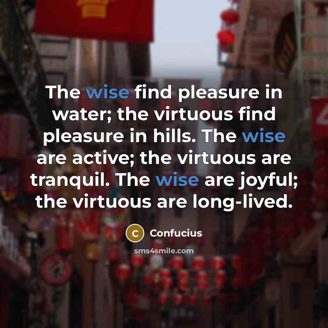 “The wise find pleasure in water; the virtuous find pleasure…” quote by Confucius