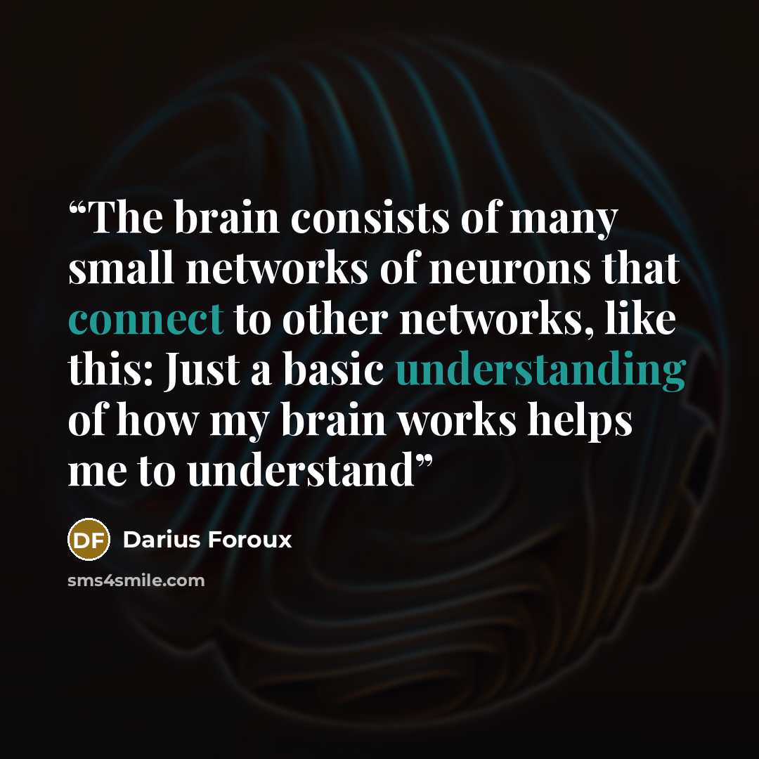 “The brain consists of many small networks of neurons that connect to other networks, like this: Just a basic understanding of how my brain works helps me to understand” quote by Darius Foroux