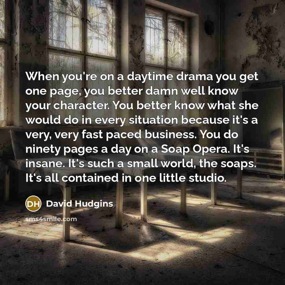 “When you're on a daytime drama you get one page,…” quote by David Hudgins