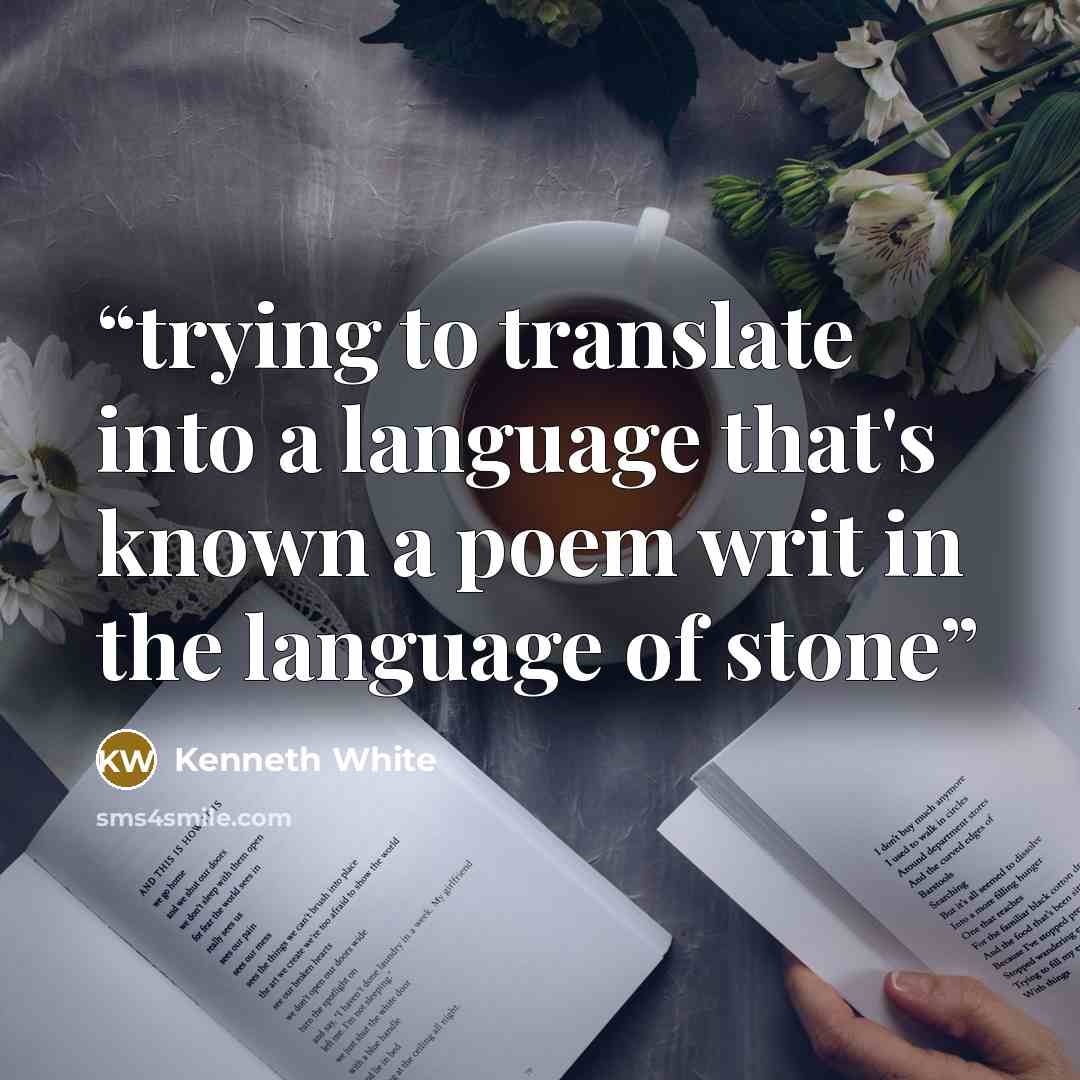 “trying to translate into a language that's known a poem writ in the language of stone” quote by Kenneth White