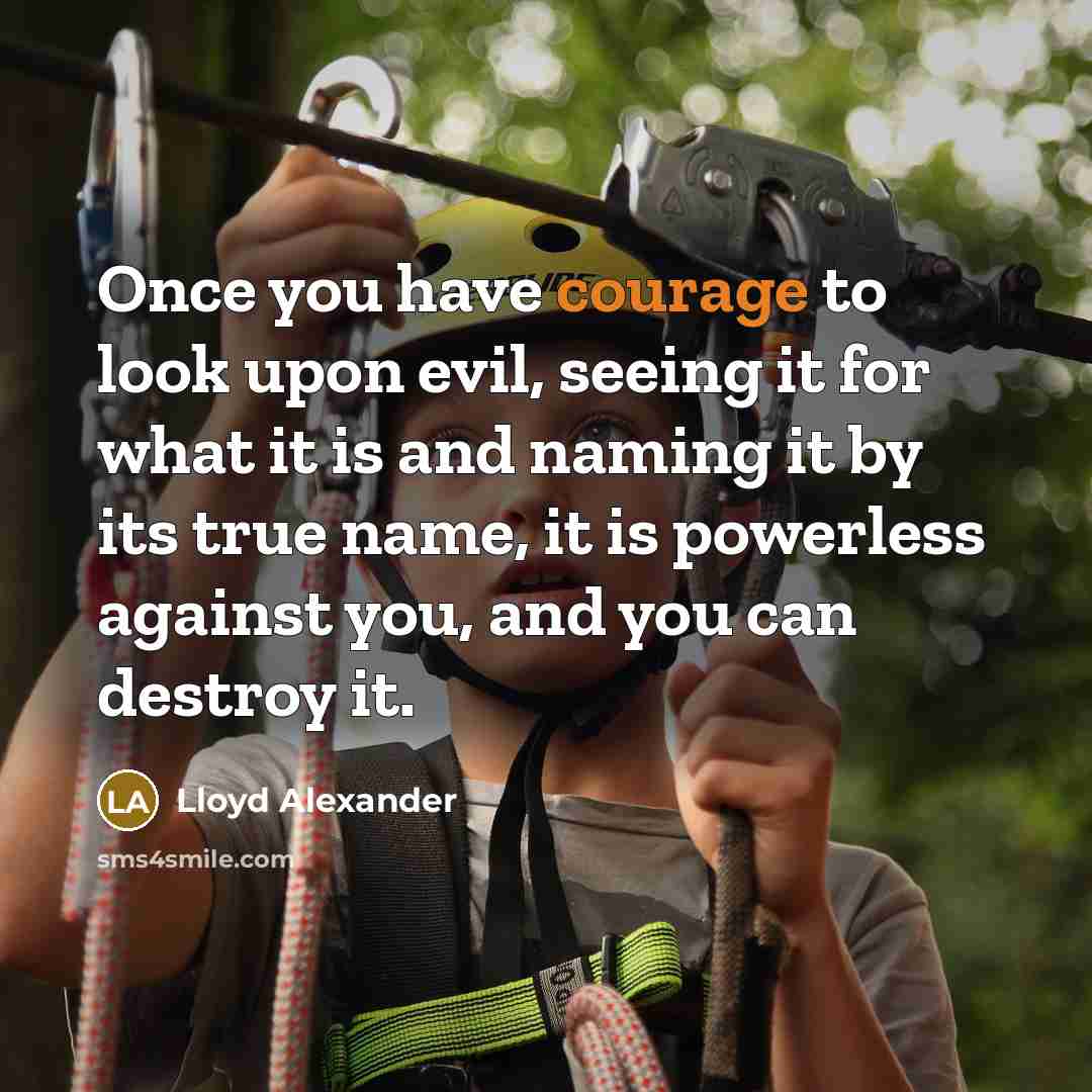 “Once you have courage to look upon evil, seeing it…” quote by Lloyd Alexander