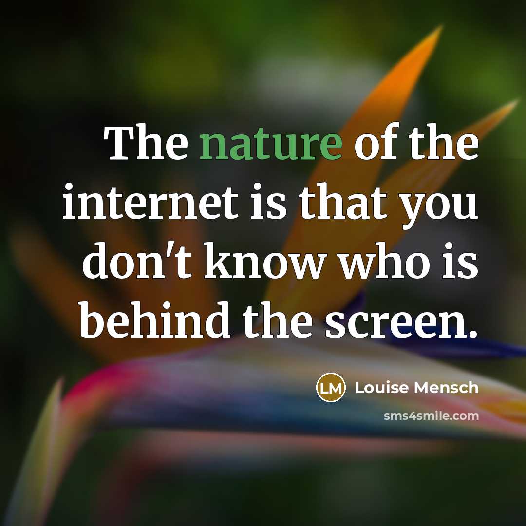 “The nature of the internet is that you don't know…” quote by Louise Mensch