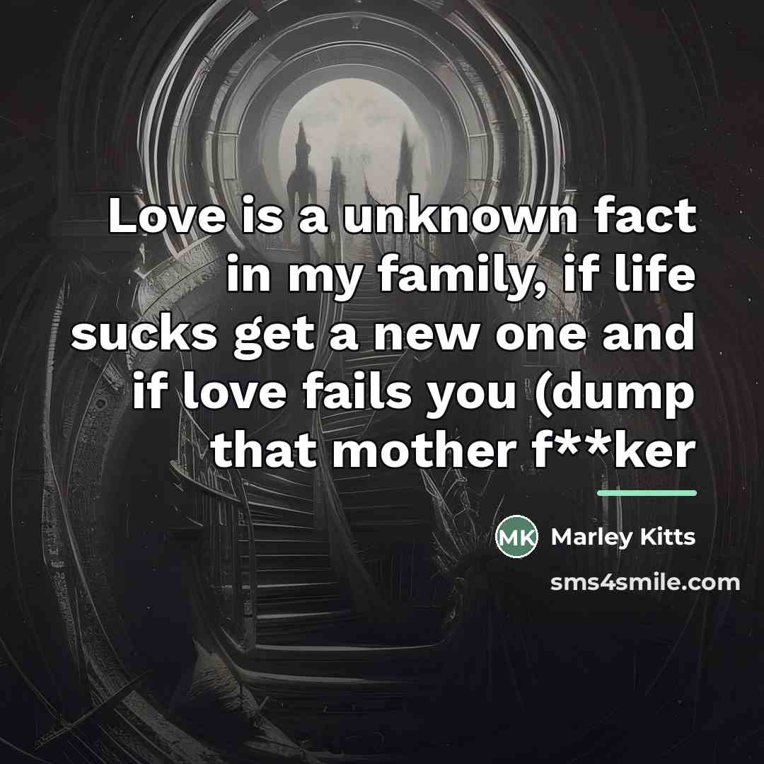 “Love is a unknown fact in my family, if life…” quote by Marley Kitts