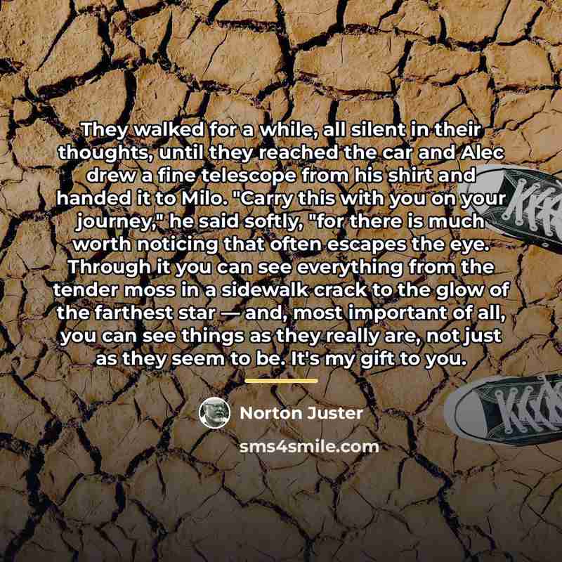 “They walked for a while, all silent in their thoughts,…” quote by Norton Juster
