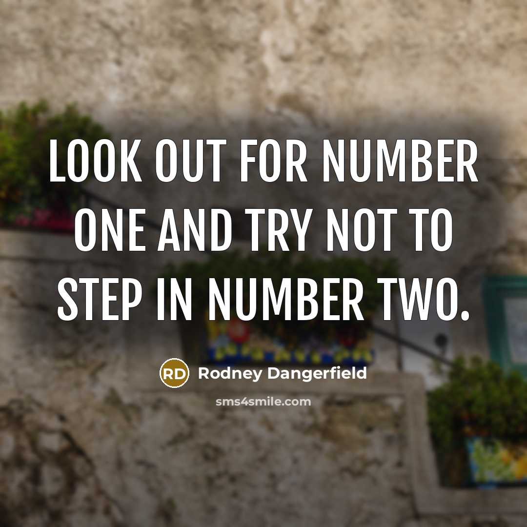 “Look out for number one and try not to step…” quote by Rodney Dangerfield