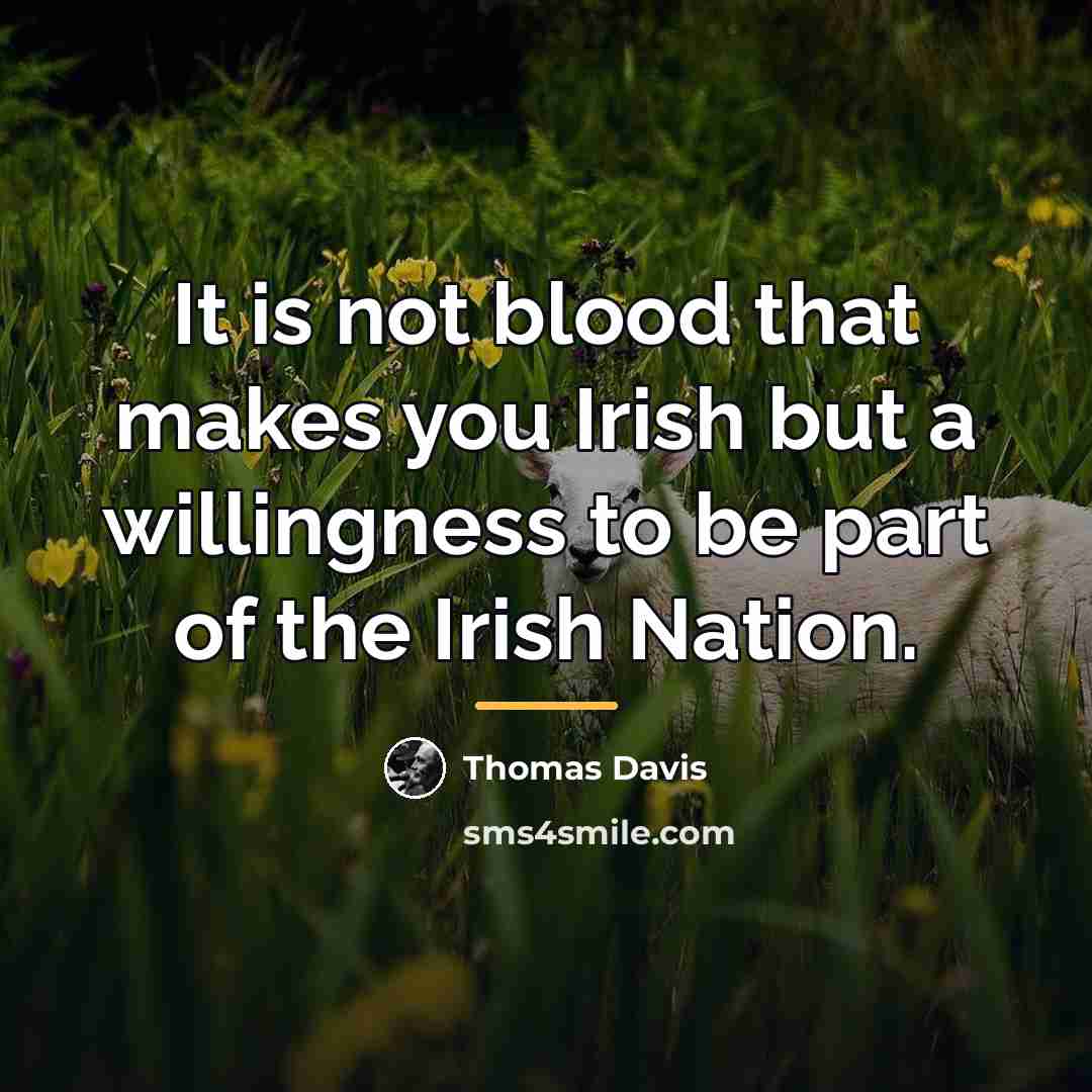 “It is not blood that makes you Irish but a…” quote by Thomas Davis
