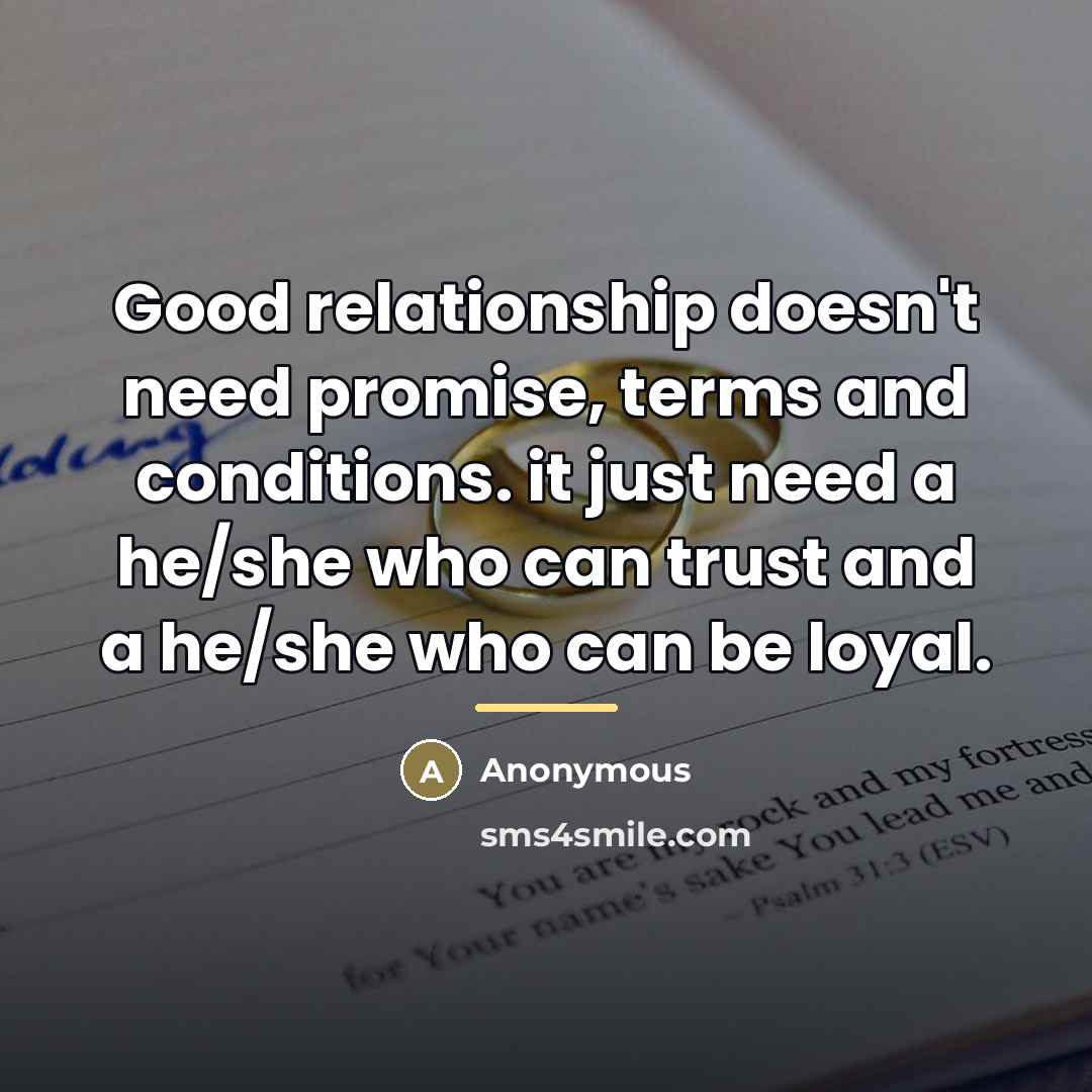 “Good relationship doesn't need promise, terms and conditions. it just…” quote by Anonymous