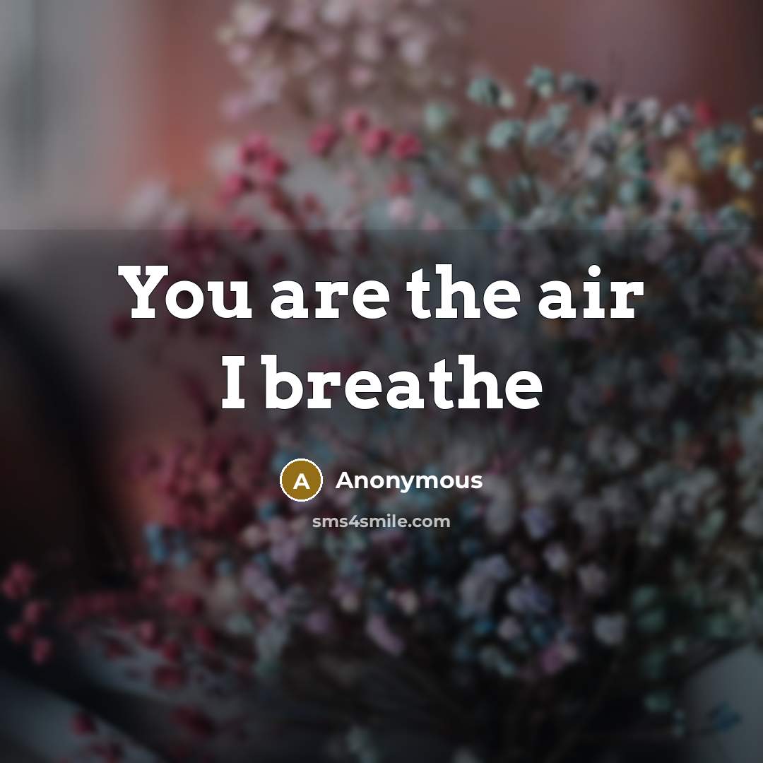 “You are the air I breathe” quote by Anonymous