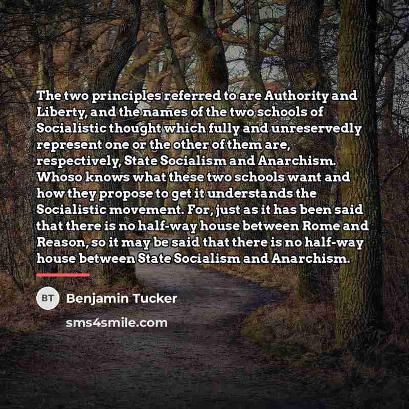 “The two principles referred to are Authority and Liberty, and…” quote by Benjamin Tucker