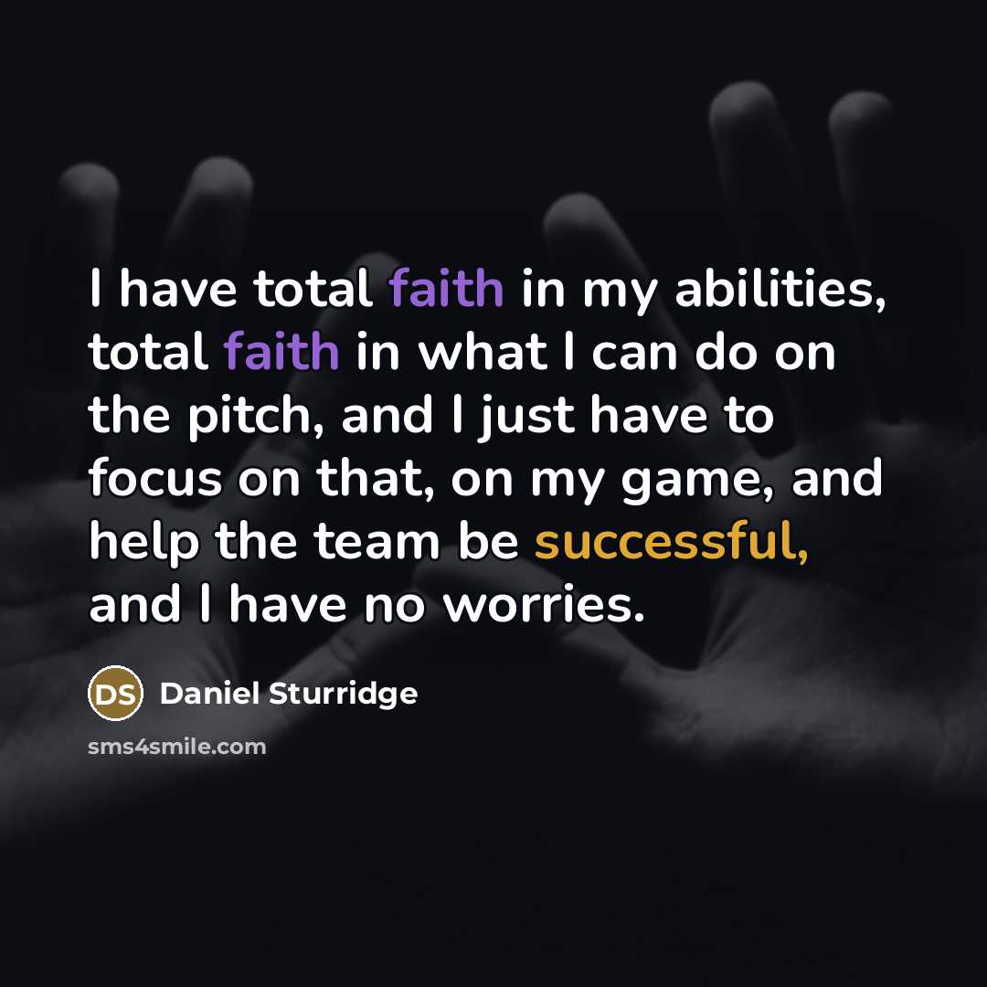 “I have total faith in my abilities, total faith in…” quote by Daniel Sturridge