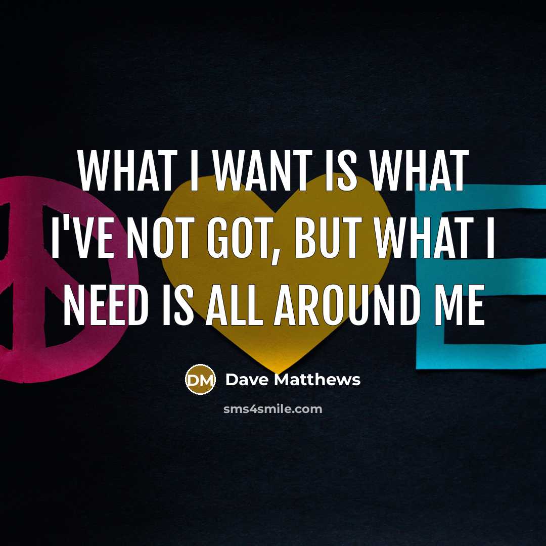 “What I want is what I've not got, but what…” quote by Dave Matthews