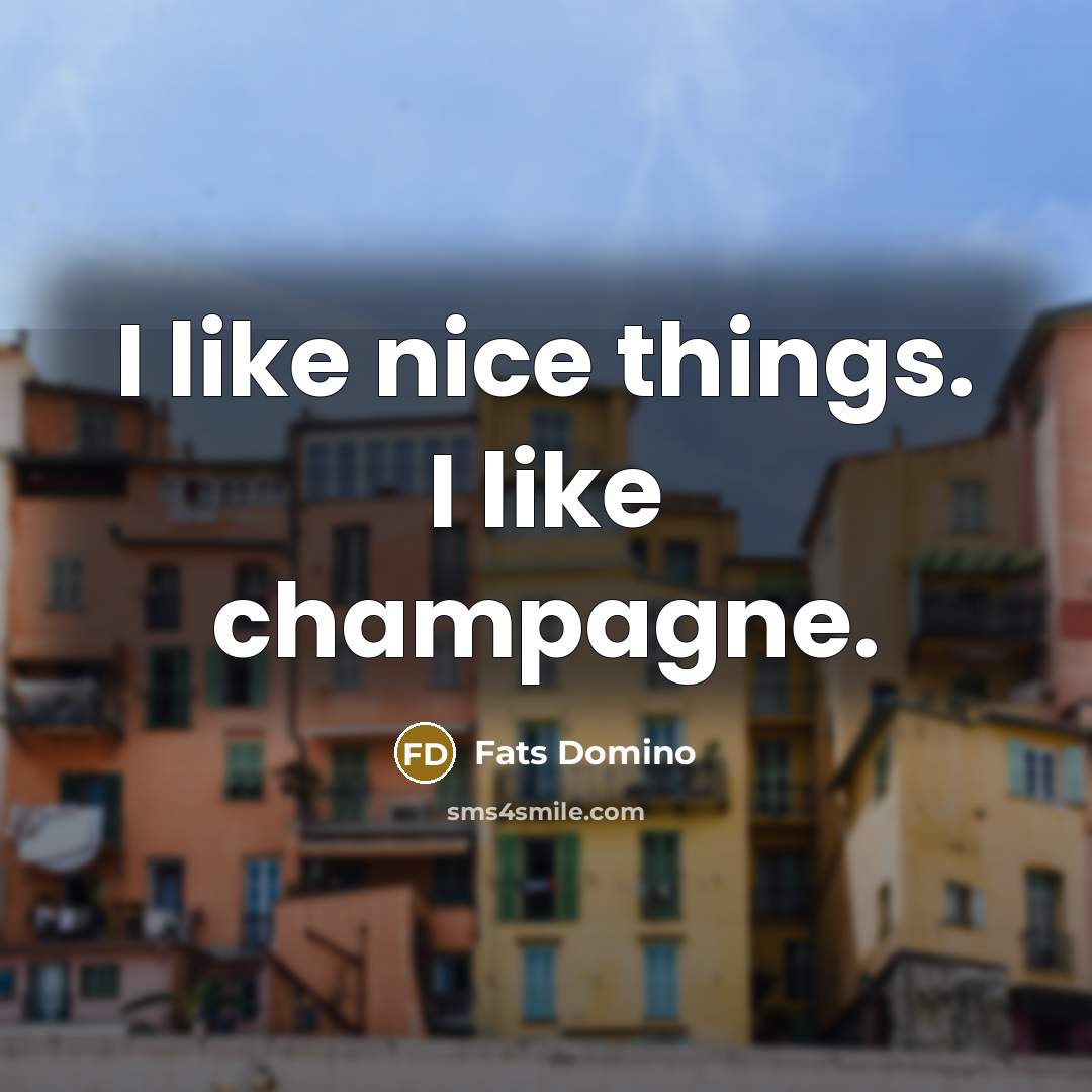 “I like nice things. I like champagne.…” quote by Fats Domino