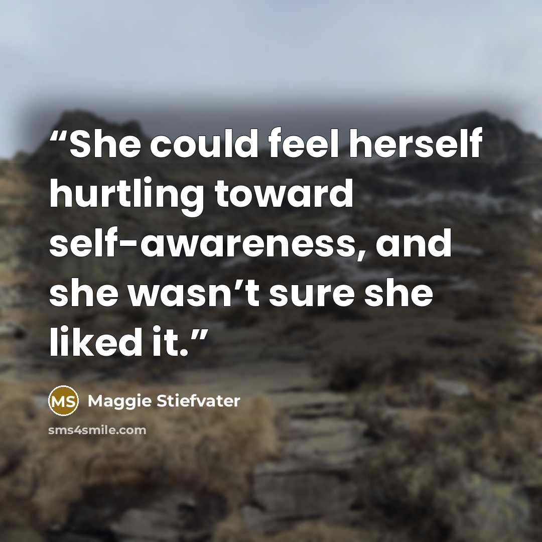 “She could feel herself hurtling toward self-awareness, and she wasn’t sure she liked it.” quote by Maggie Stiefvater