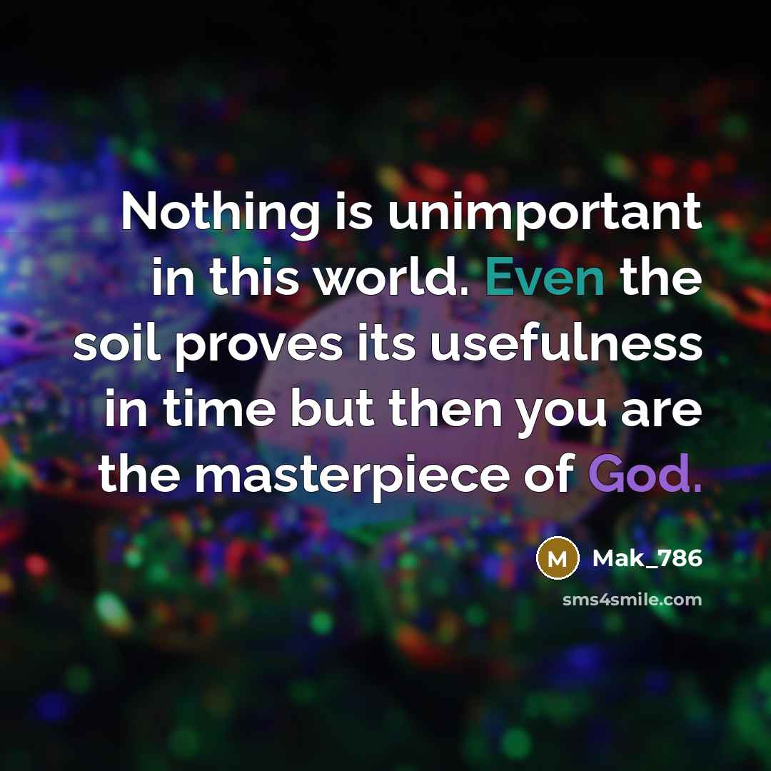 “Nothing is unimportant in this world. Even the soil proves…” quote by Mak_786