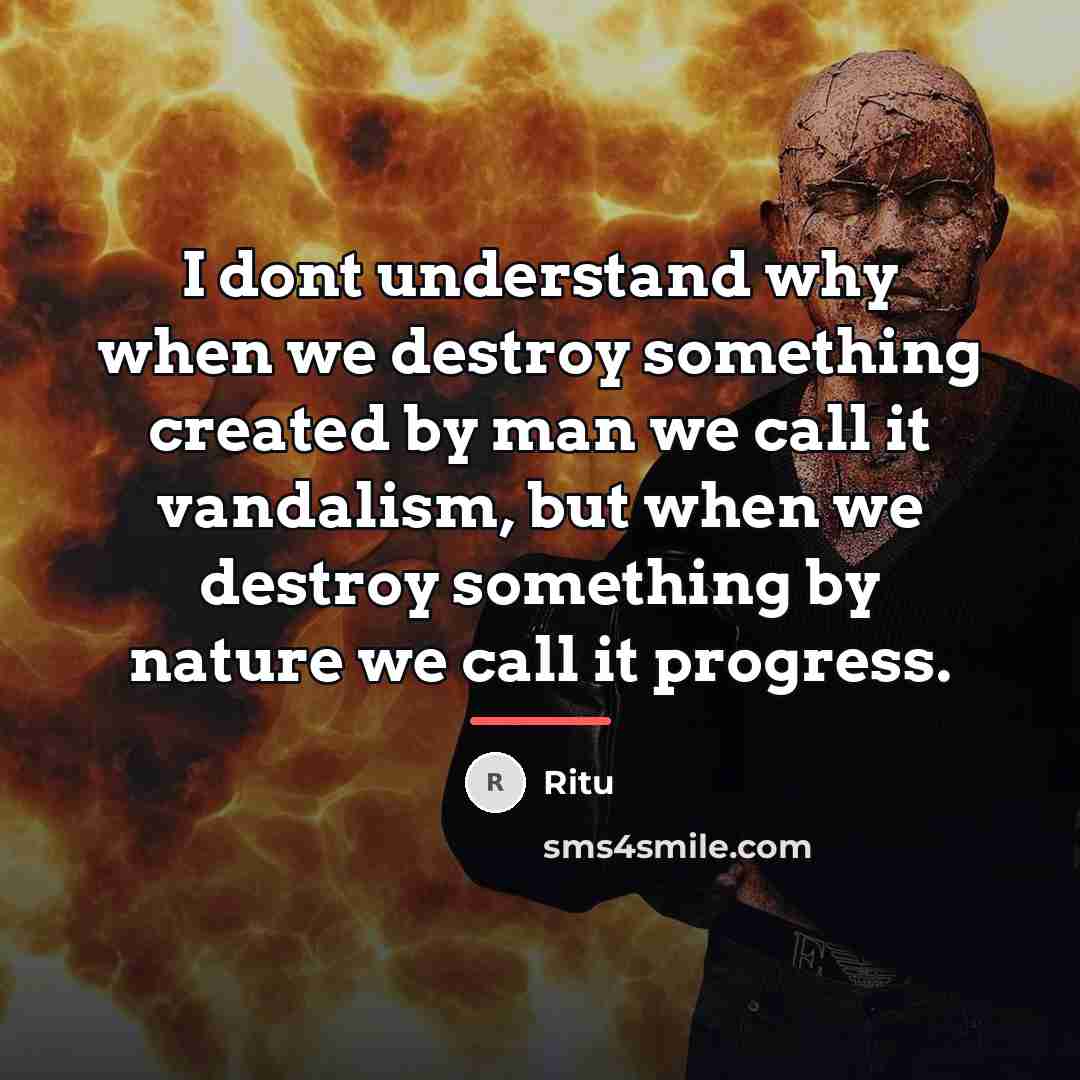 “I dont understand why when we destroy something created by…” quote by Ritu