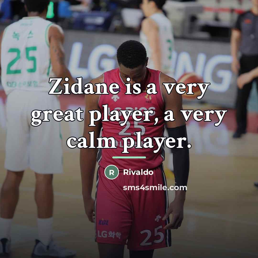“Zidane is a very great player, a very calm player.…” quote by Rivaldo