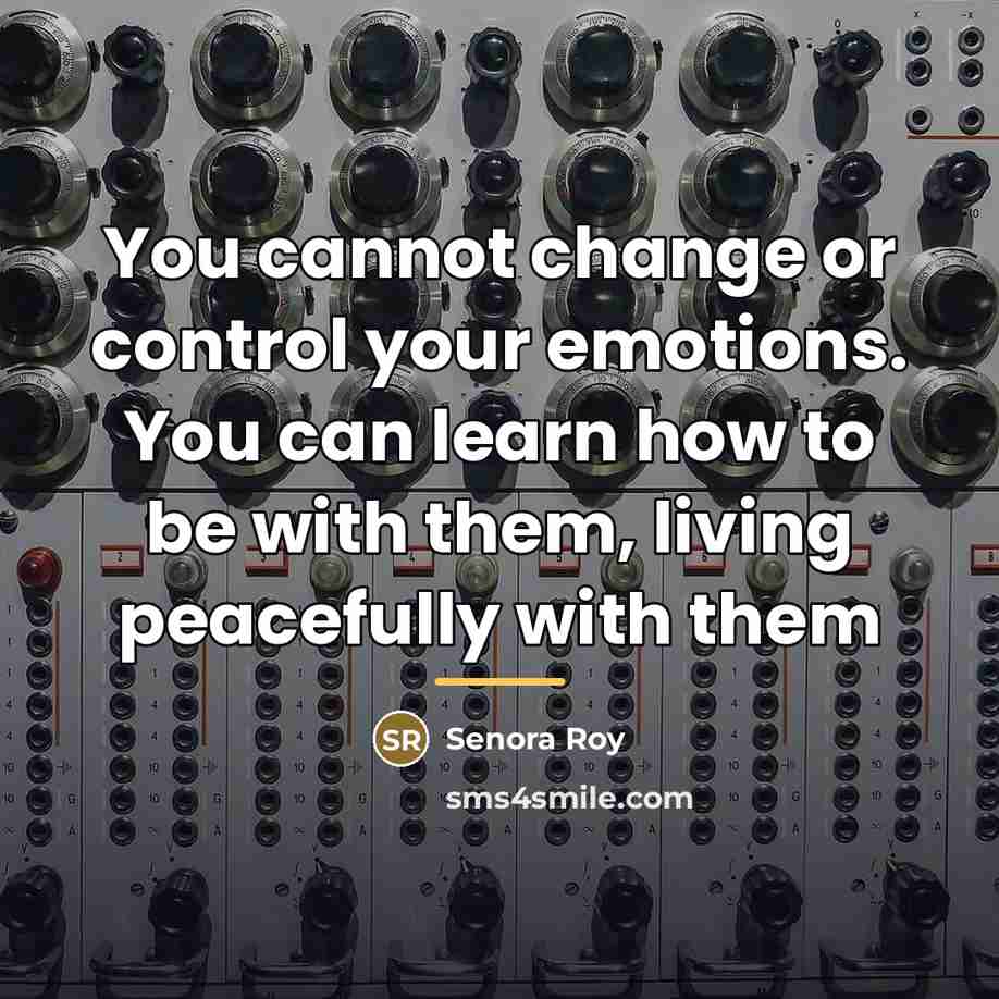 “You cannot change or control your emotions. You can learn…” quote by Senora Roy