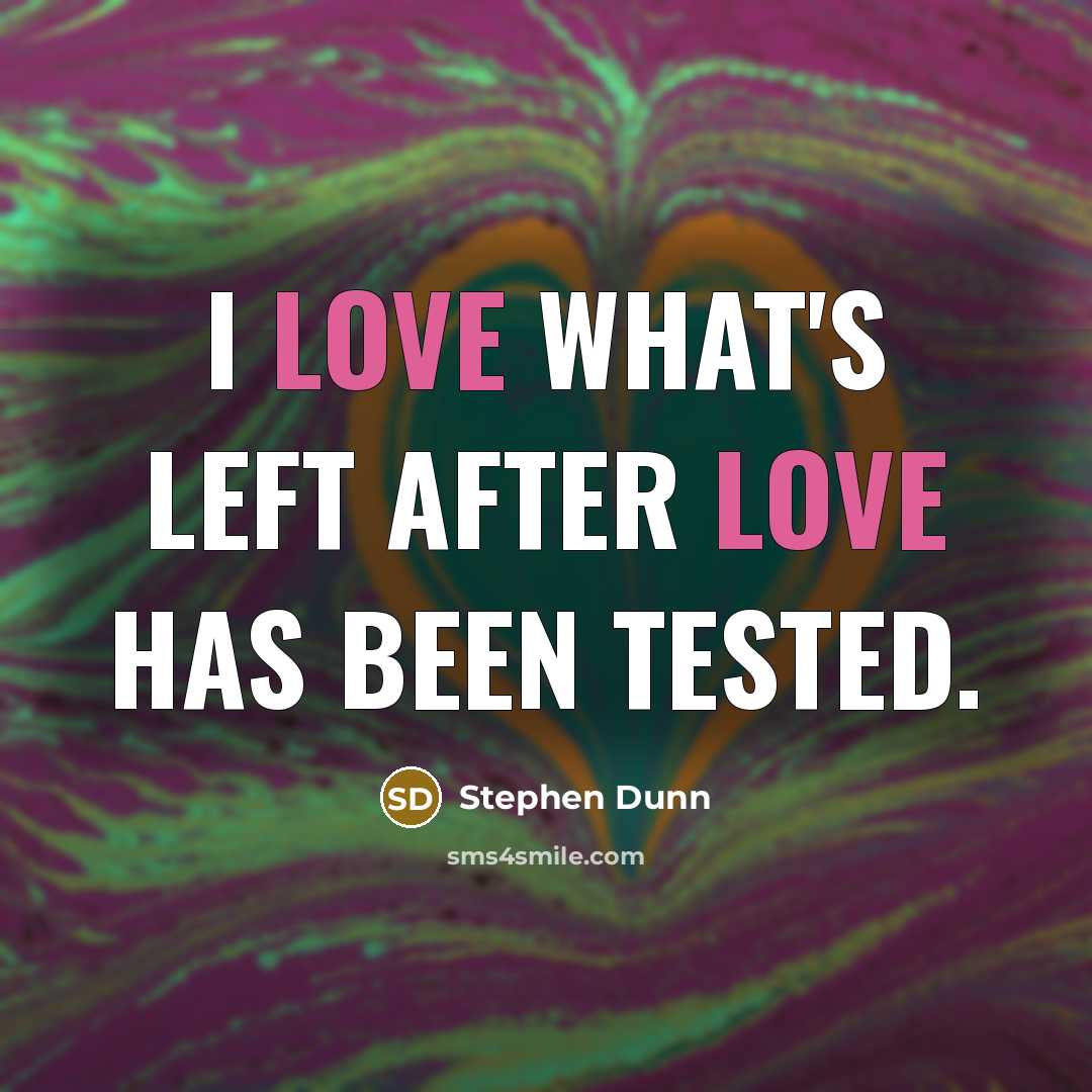 “I love what's left after love has been tested.…” quote by Stephen Dunn
