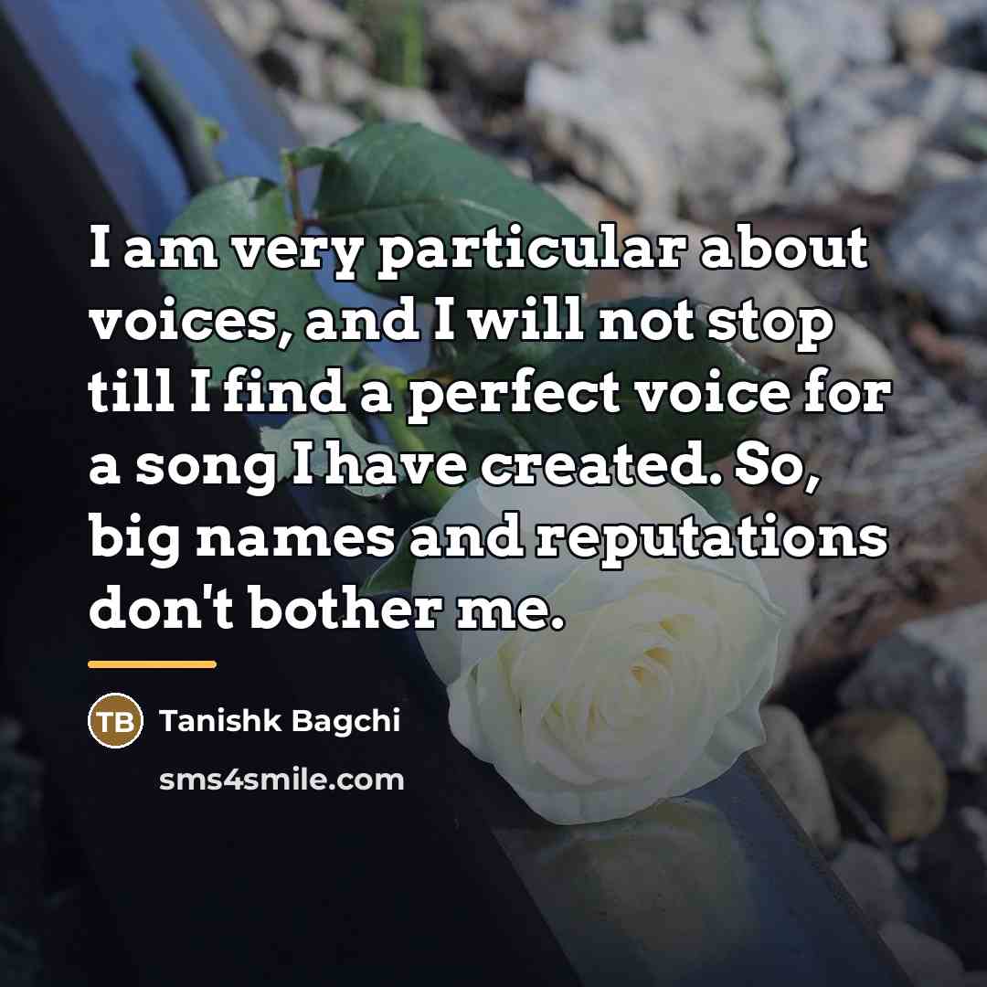 “I am very particular about voices, and I will not…” quote by Tanishk Bagchi