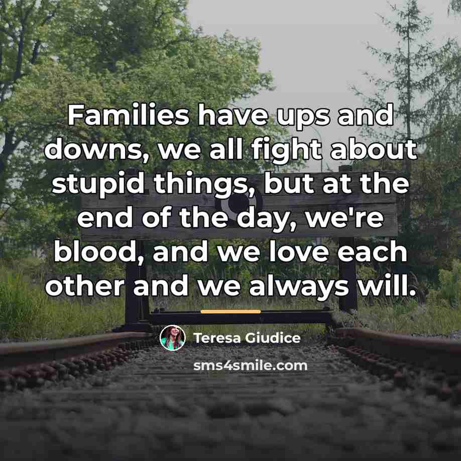 “Families have ups and downs, we all fight about stupid…” quote by Teresa Giudice