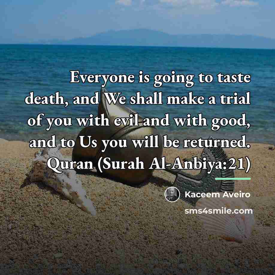 “Everyone is going to taste death, and We shall make…” quote by Kaceem Aveiro
