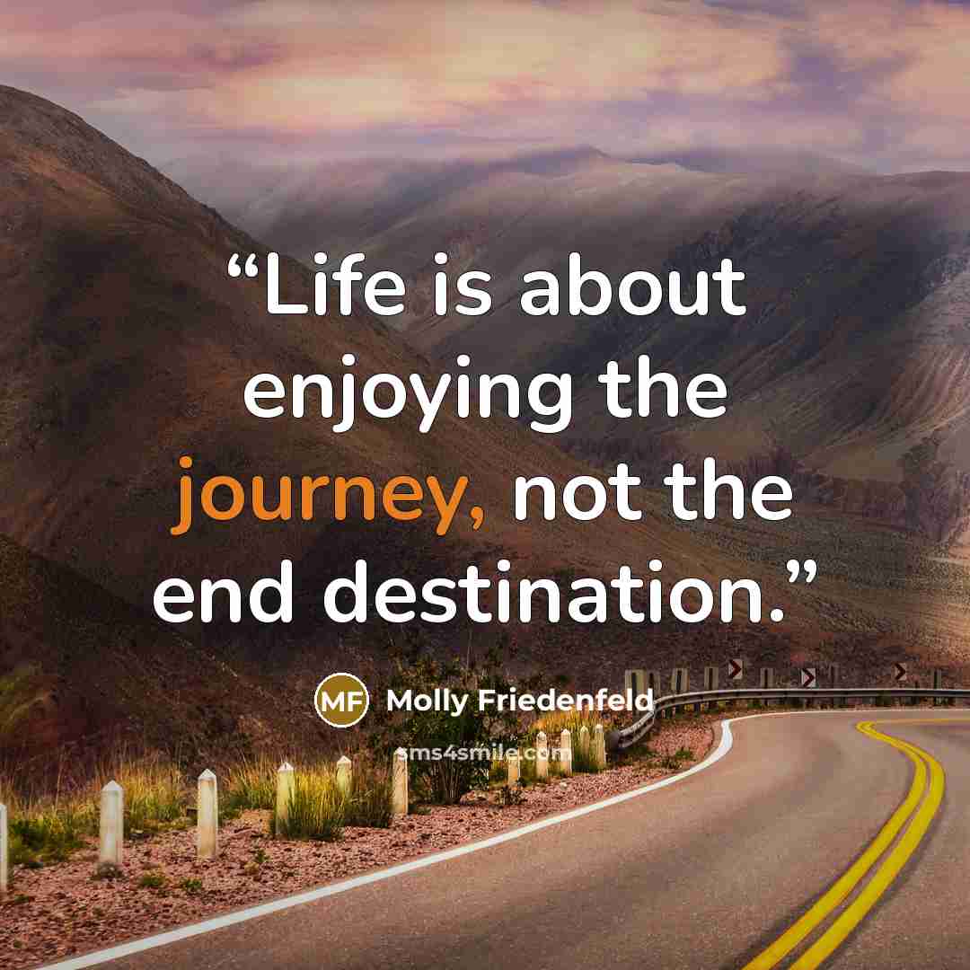 “Life is about enjoying the journey, not the end destination.” quote by Molly Friedenfeld