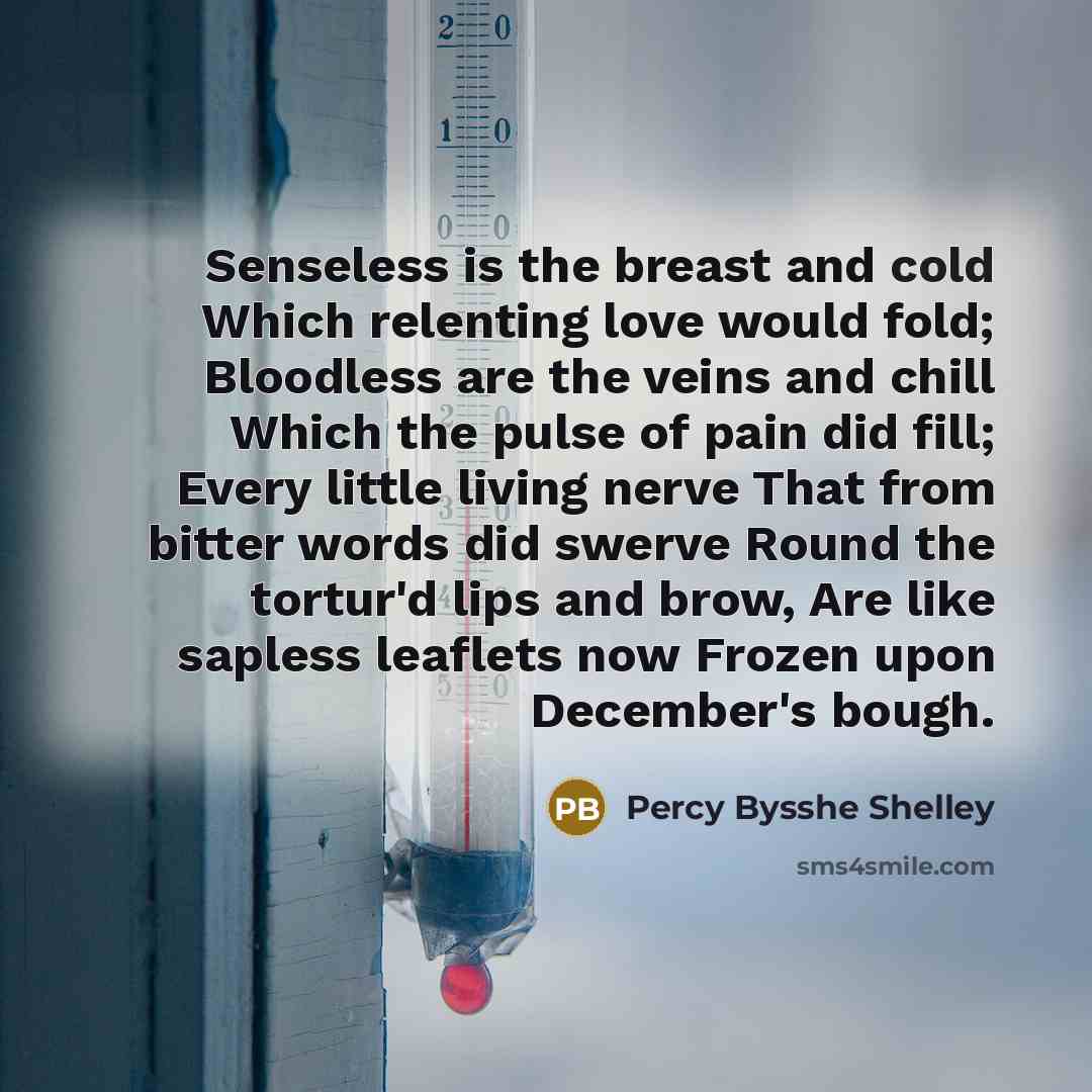 “Senseless is the breast and cold Which relenting love would…” quote by Percy Bysshe Shelley
