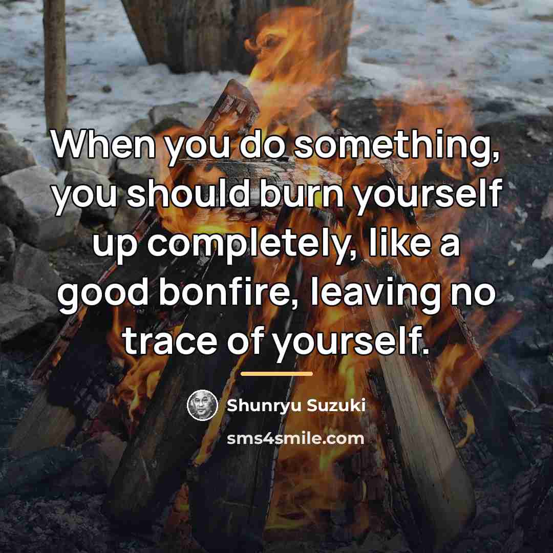 “When you do something, you should burn yourself up completely,…” quote by Shunryu Suzuki