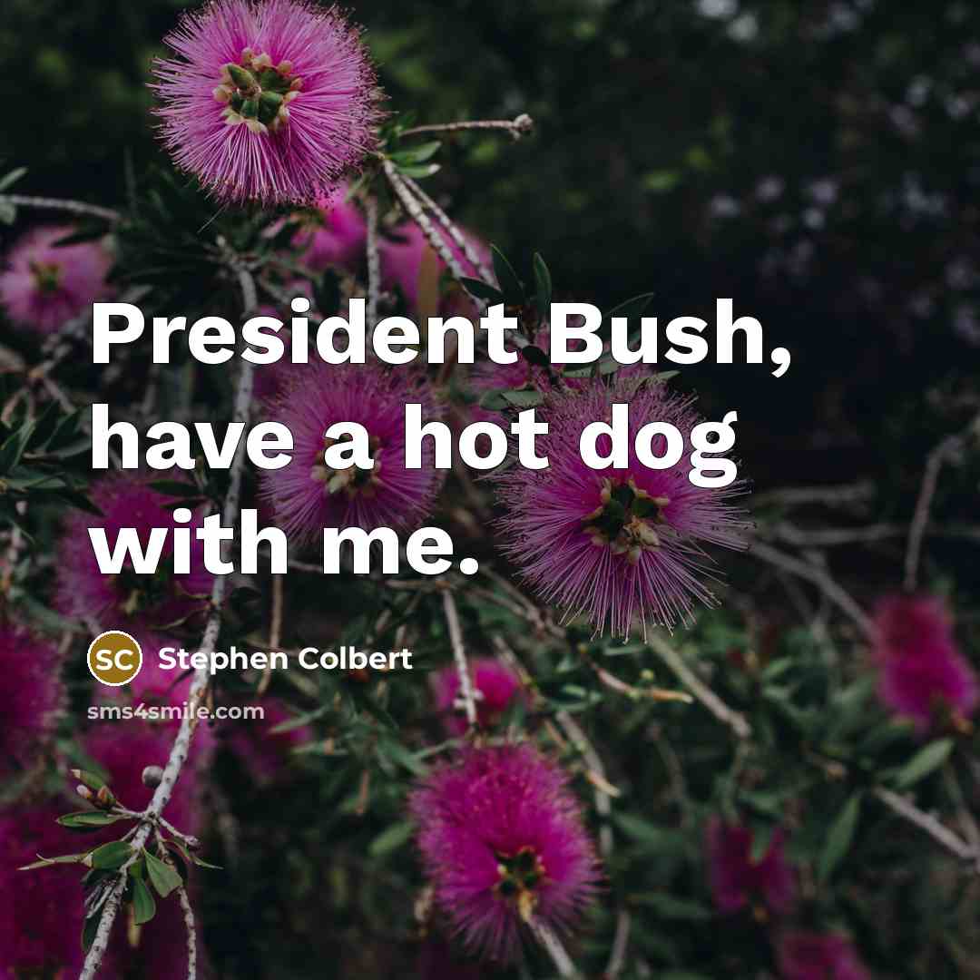 “President Bush, have a hot dog with me.…” quote by Stephen Colbert