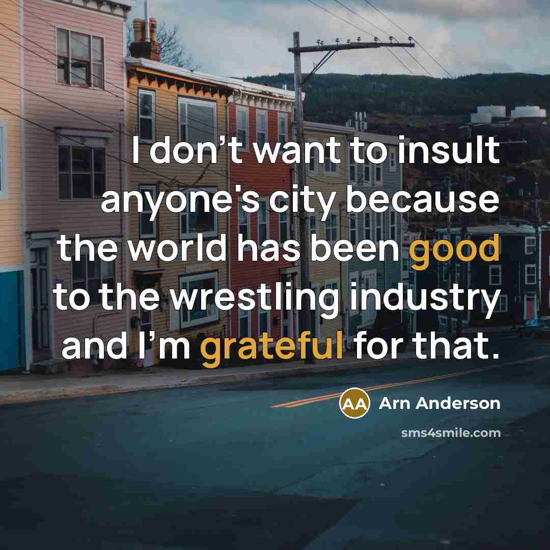 “I don't want to insult anyone's city because the world…” quote by Arn Anderson