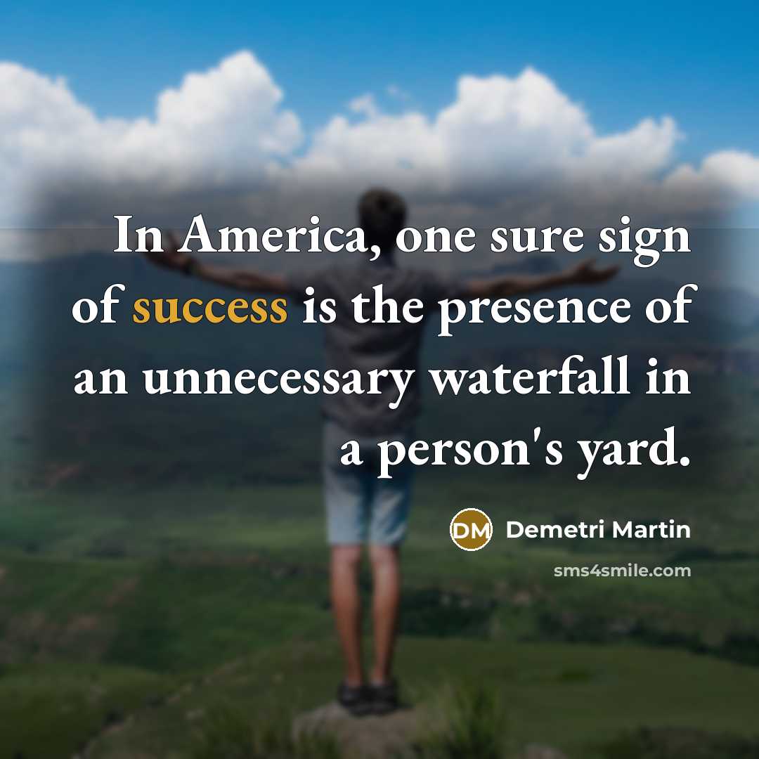 “In America, one sure sign of success is the presence…” quote by Demetri Martin