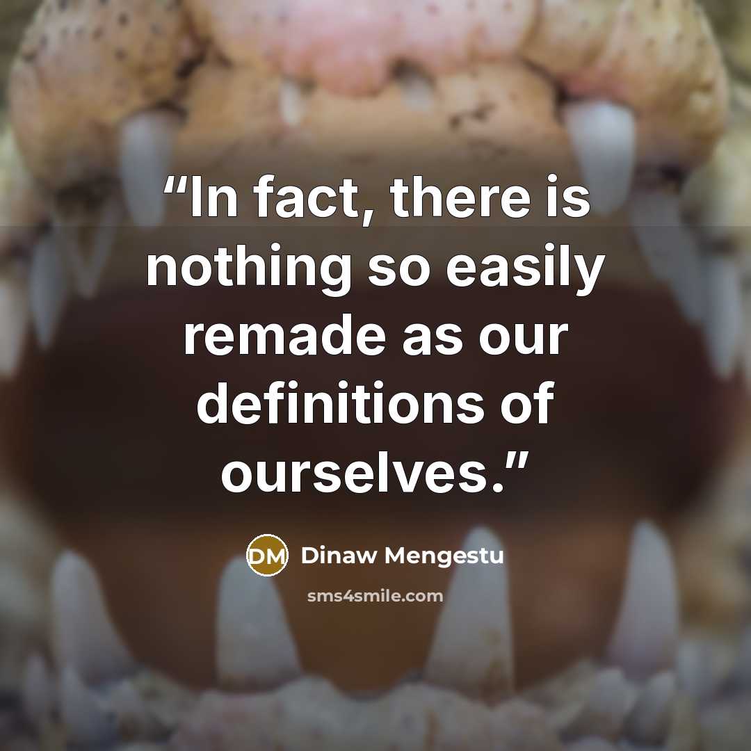 “In fact, there is nothing so easily remade as our definitions of ourselves.” quote by Dinaw Mengestu