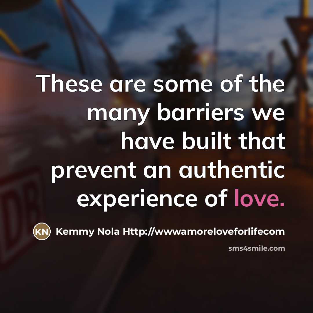 “These are some of the many barriers we have built…” quote by Kemmy Nola Http://wwwamoreloveforlifecom