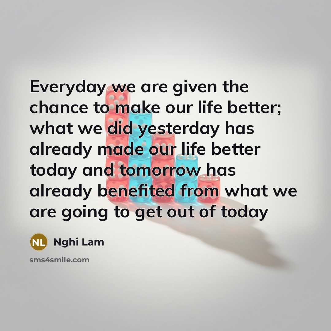 “Everyday we are given the chance to make our life…” quote by Nghi Lam