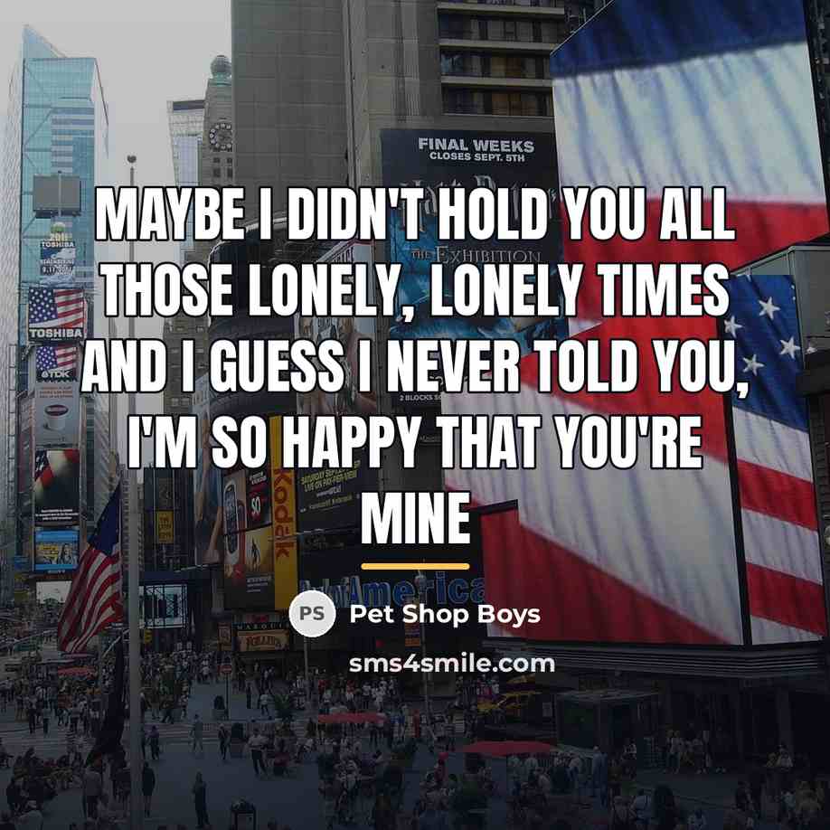 “Maybe I didn't hold you all those lonely, lonely times…” quote by Pet Shop Boys