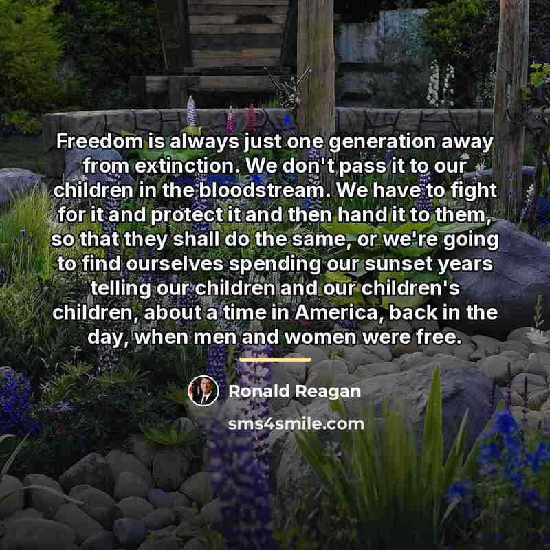 “Freedom is always just one generation away from extinction. We…” quote by Ronald Reagan