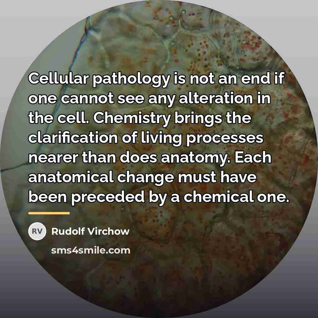 “Cellular pathology is not an end if one cannot see…” quote by Rudolf Virchow