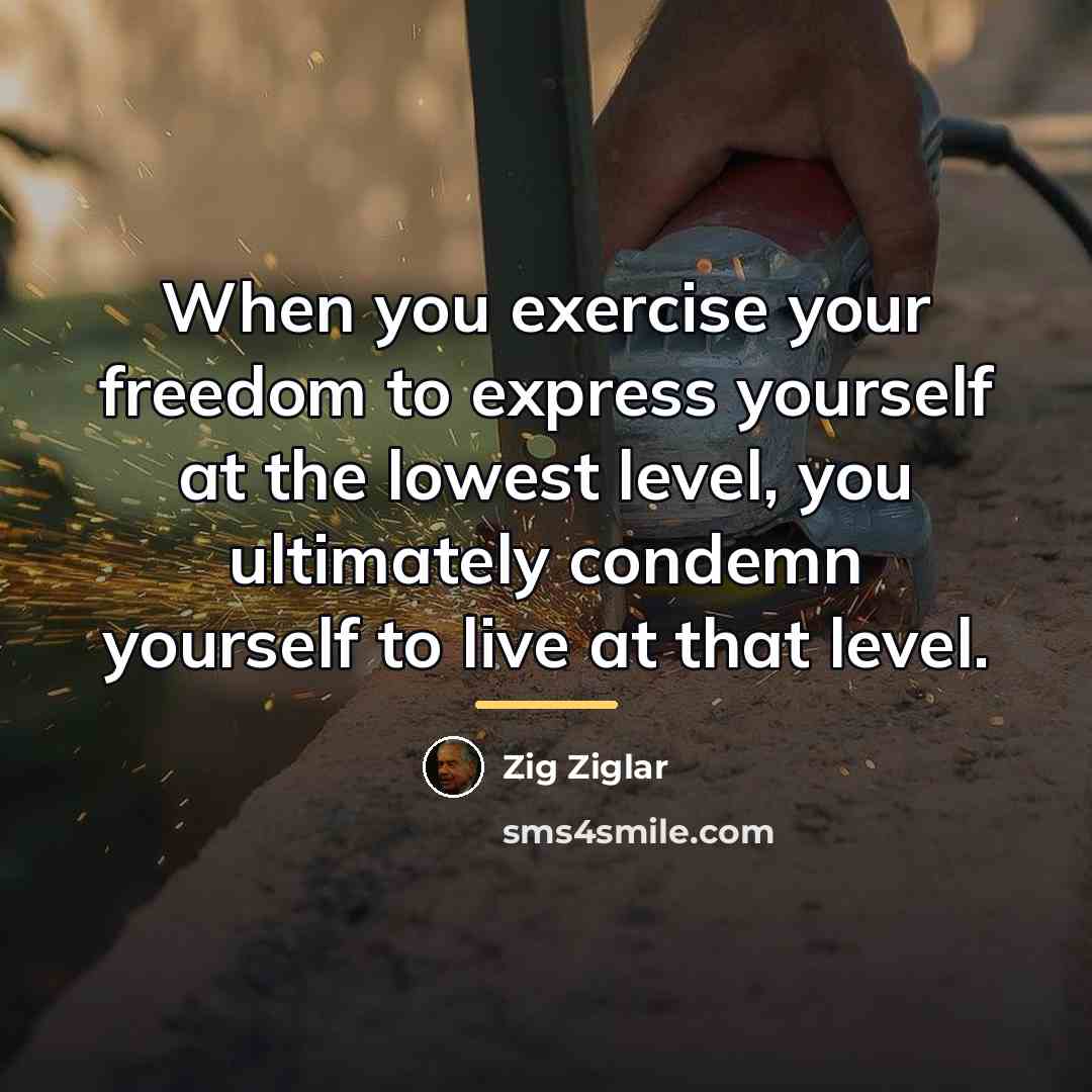 “When you exercise your freedom to express yourself at the…” quote by Zig Ziglar
