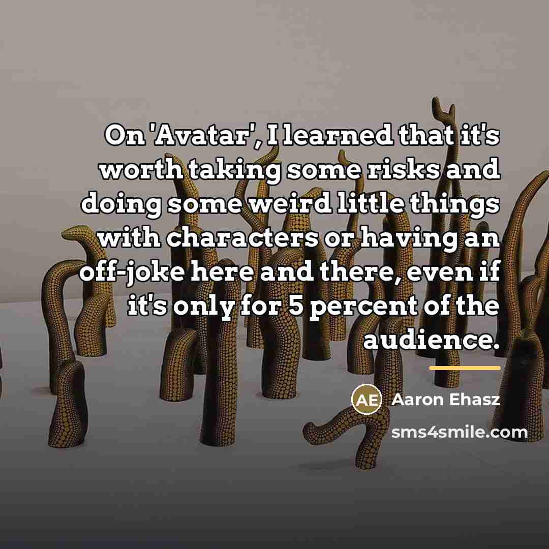 “On 'Avatar', I learned that it's worth taking some risks…” quote by Aaron Ehasz