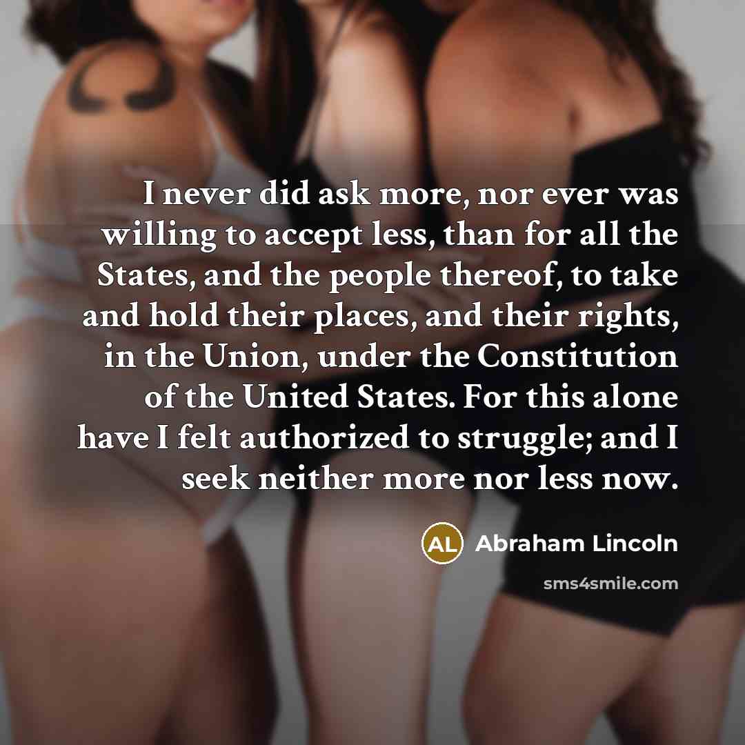 “I never did ask more, nor ever was willing to…” quote by Abraham Lincoln