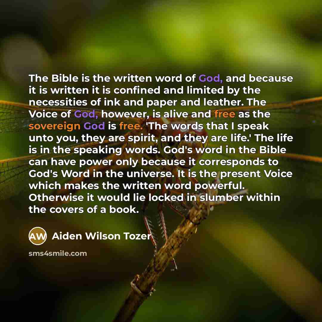 “The Bible is the written word of God, and because…” quote by Aiden Wilson Tozer
