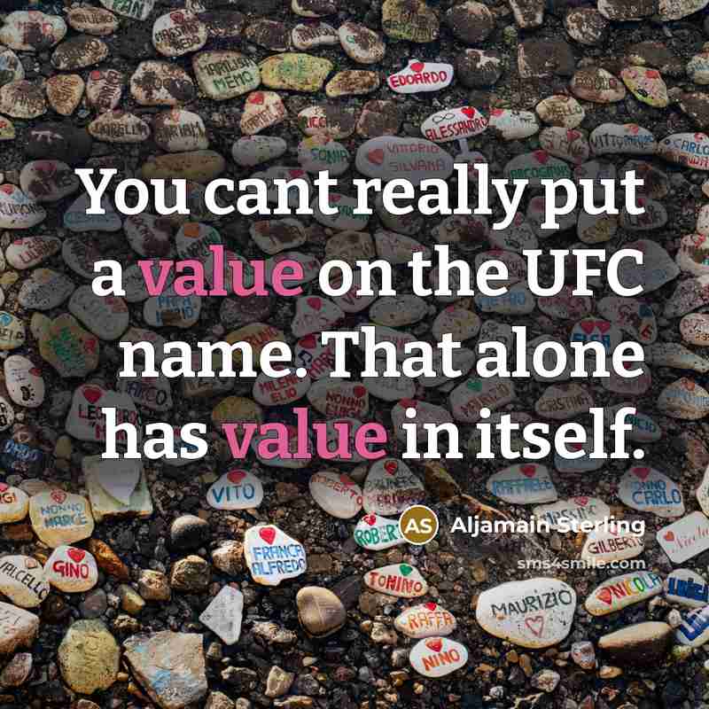 “You cant really put a value on the UFC name.…” quote by Aljamain Sterling