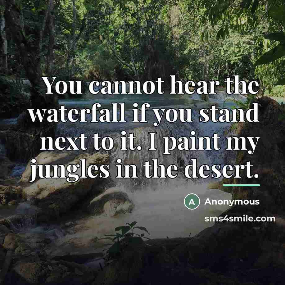 “You cannot hear the waterfall if you stand next to…” quote by Anonymous