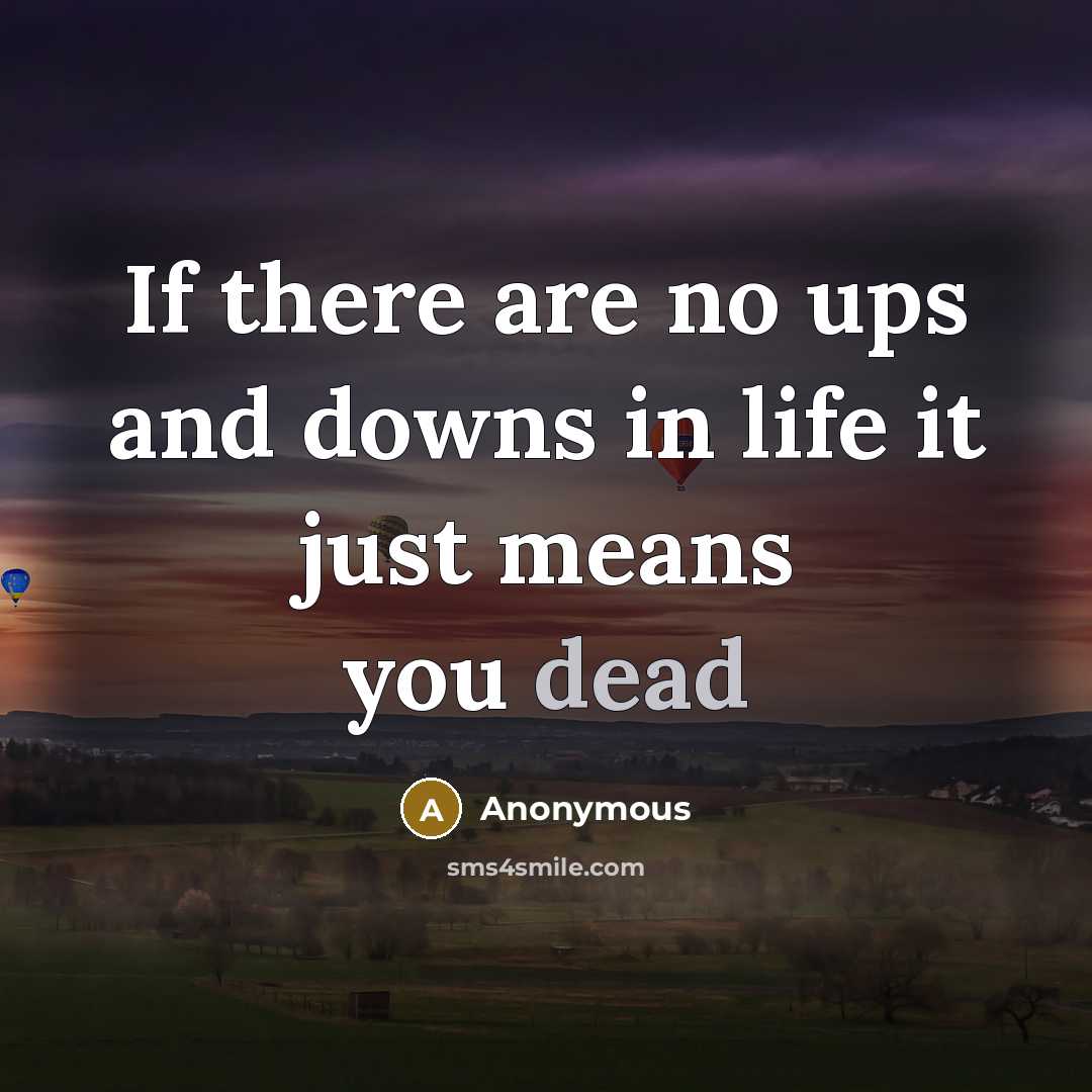 “If there are no ups and downs in life it…” quote by Anonymous