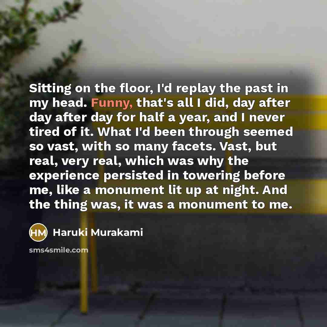 “Sitting on the floor, I'd replay the past in my…” quote by Haruki Murakami