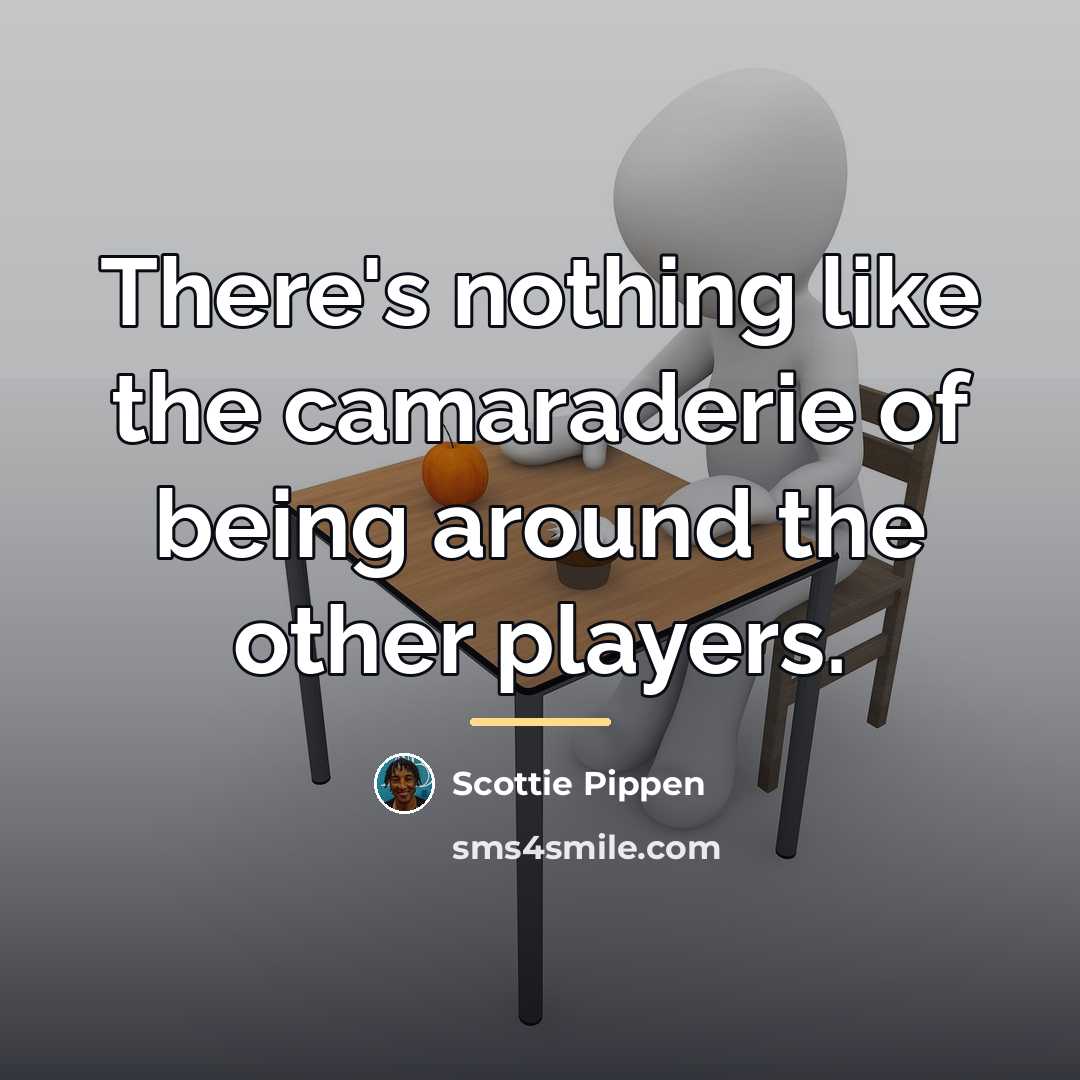 “There's nothing like the camaraderie of being around the other…” quote by Scottie Pippen