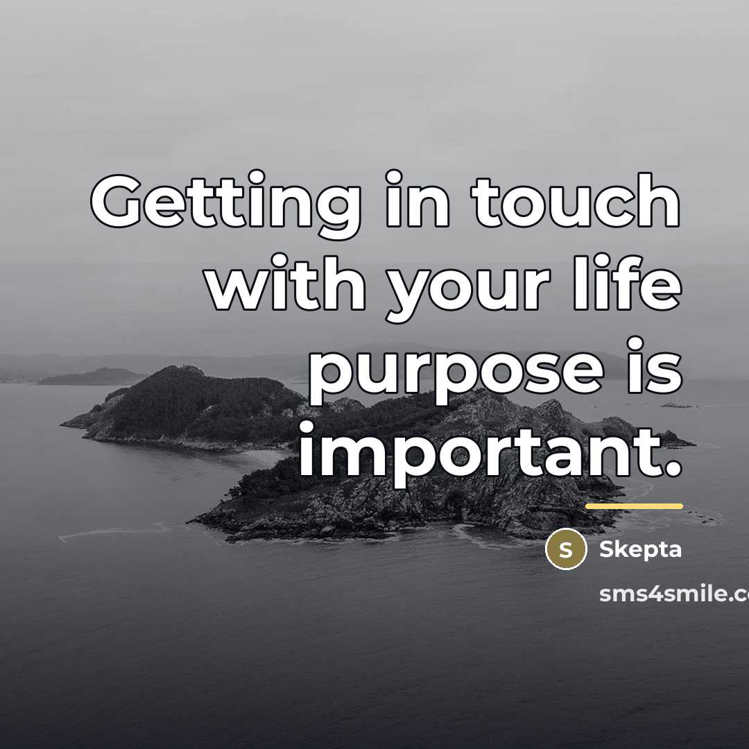 “Getting in touch with your life purpose is important.…” quote by Skepta