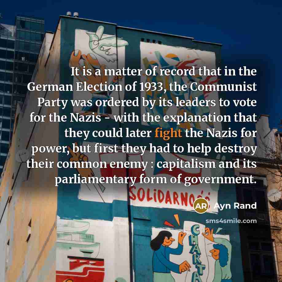 “It is a matter of record that in the German…” quote by Ayn Rand